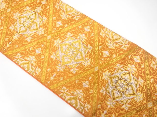 JAPANESE KIMONO / ANTIQUE FUKURO OBI / SILK / WOVEN DIAGONAL GRID